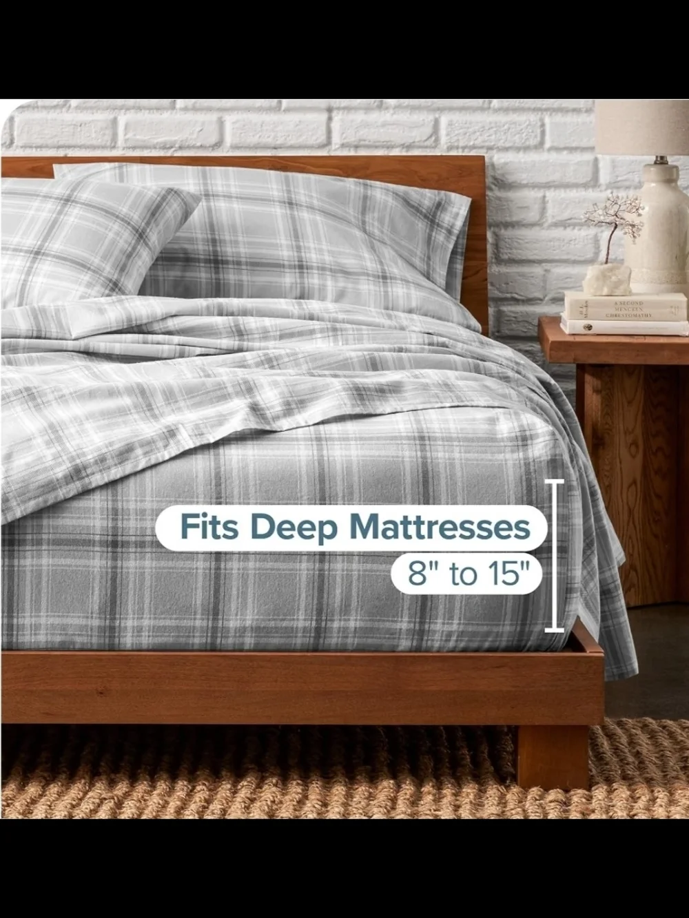 Bare Gray Plaid Bedding Set Queen Size